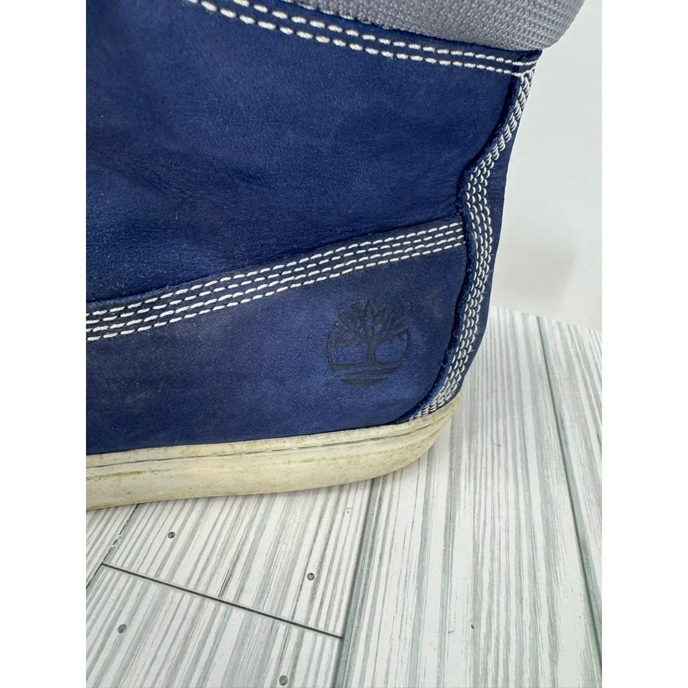 Mens Timberland Sneakers Leather Lace‎ Up Ankle High Top Blue Grey Shoes Sz 11.5